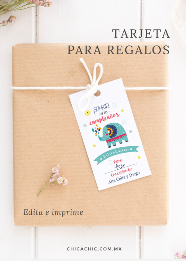 Descarga, edita e imprime ésta divertida tarjeta para los regalos que llevarán tus hijos a las fiestas.